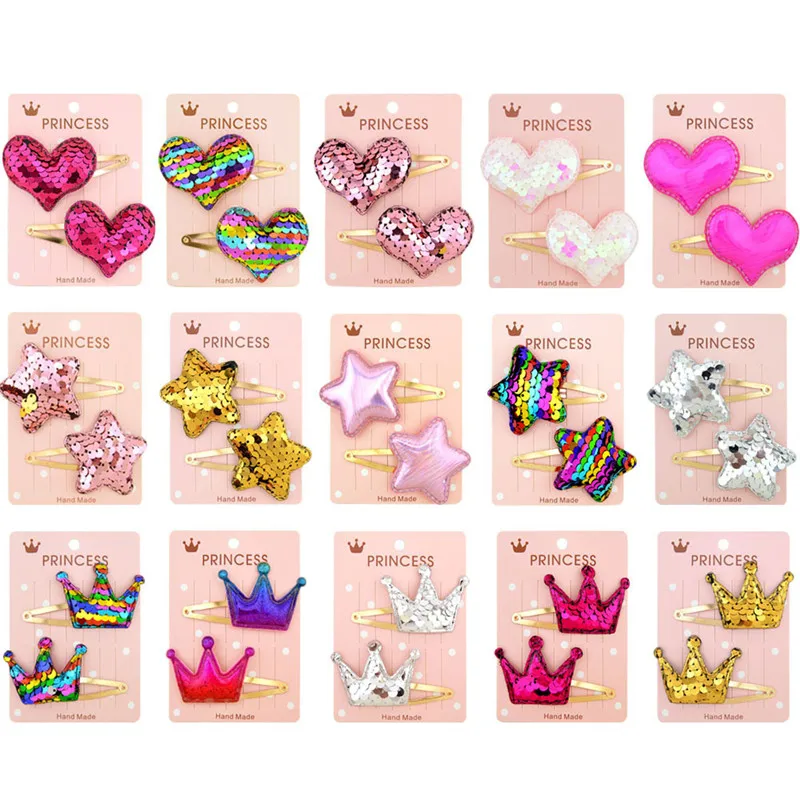 Clips BB Clip Star/Crown/Heart Glitter Children Hairpins Baby Girls Hair Clips 